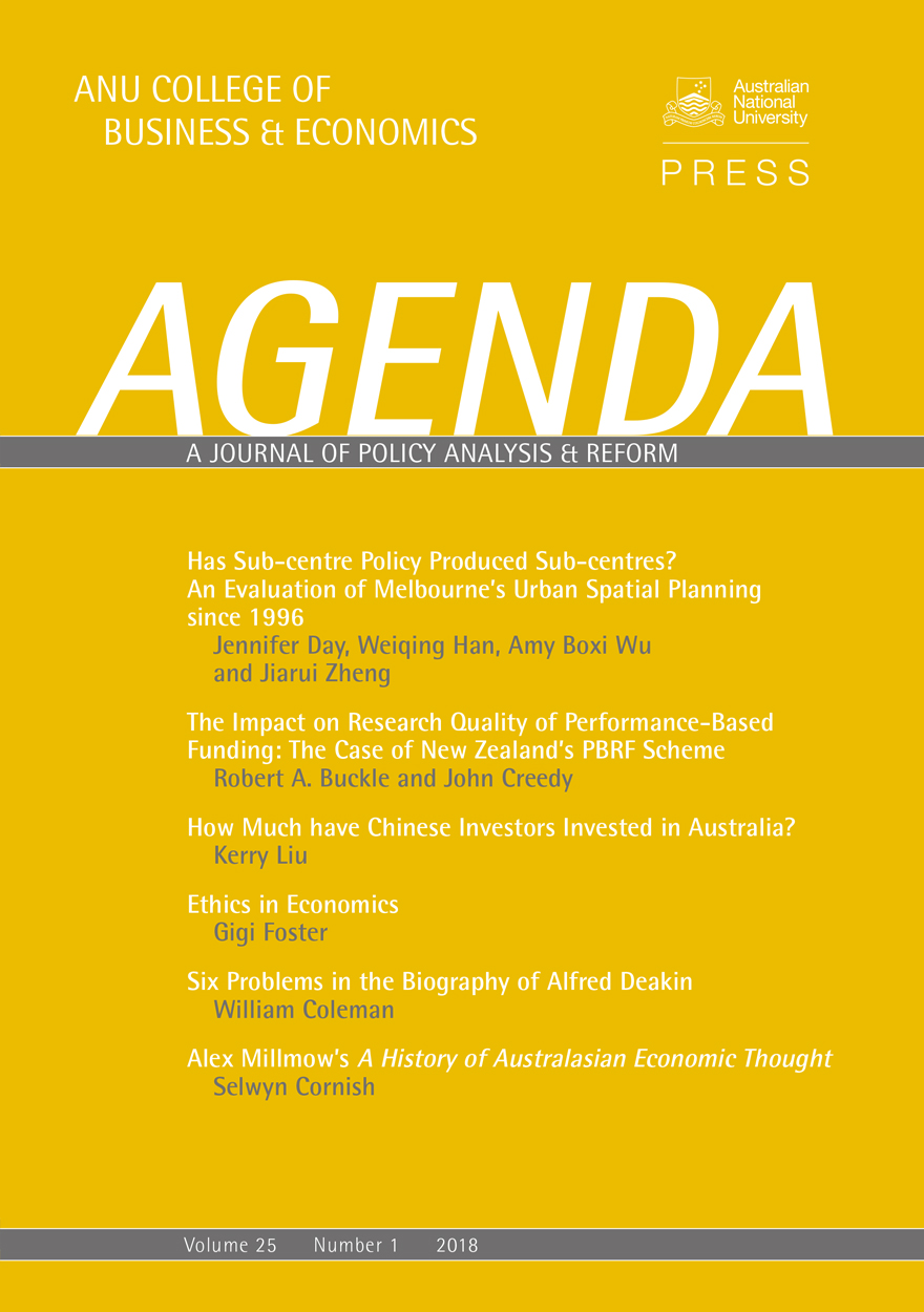 Agenda - A Journal of Policy Analysis and Reform: Volume 25, Number 1, 2018